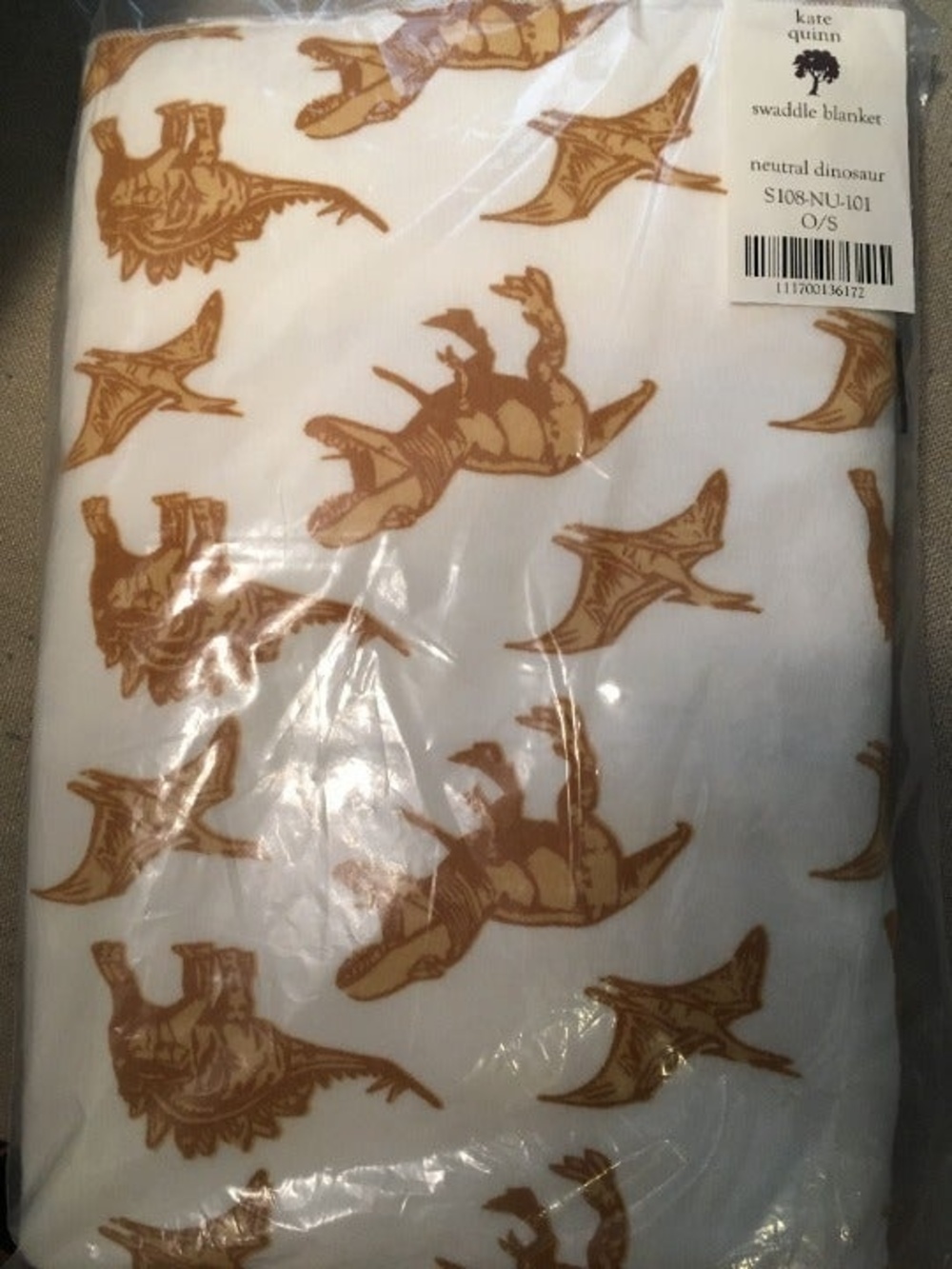 Kate Quinn blanket Neutral Dinosaur Swaddle baby infant gift newborn new nwt